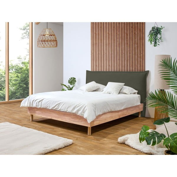 Тъмнозелено/естествено двойно легло с решетка 160x200 cm Charlie - Bobochic Paris-image-1