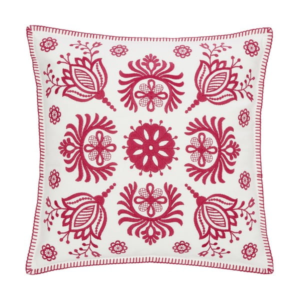 Декоративна калъфка за възглавница от бял и розов памук , 45 x 45 cm Folk - Westwing Collection