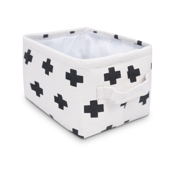 Черно-бяла кошница за съхранение Кръст, 20 x 16 cm - KICOTI-image-1