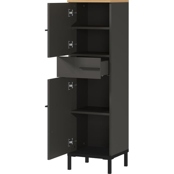 Тъмно сив шкаф за баня в дъбов декор 34x123 cm Yonkers - Germania-image-2