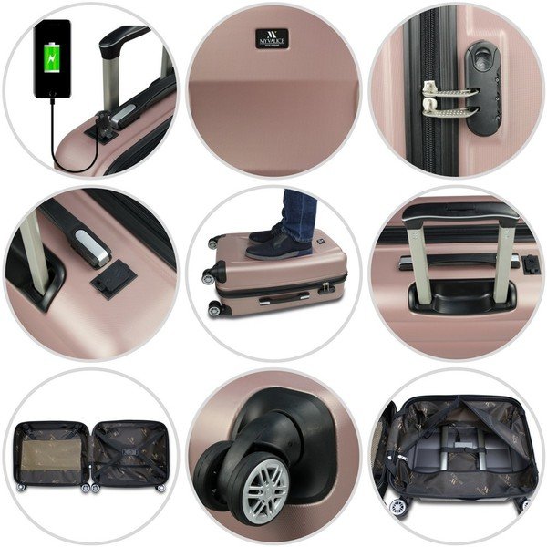 Черен пътнически куфар на колелца с USB порт My Valice COLORS LASSO Cabin Suitcase - Myvalice-image-3