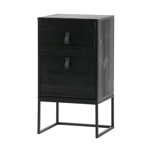 Черно нощно шкафче с чекмедже и врата Zola - WOOOD-image-2