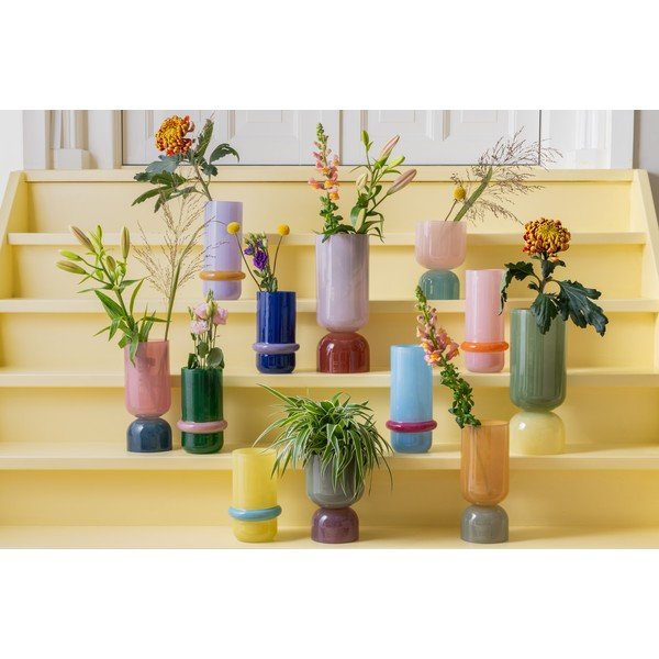 Светлосиня стъклена ваза (височина 28 cm) Animado Anillo – PT LIVING-image-2