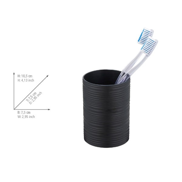 Черна пластмасова чаша за четки за зъби Lyon – Allstar-image-3