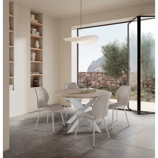 Кремави тапицирани трапезни столове в комплект 4 бр. Ansu – Marckeric-image-1