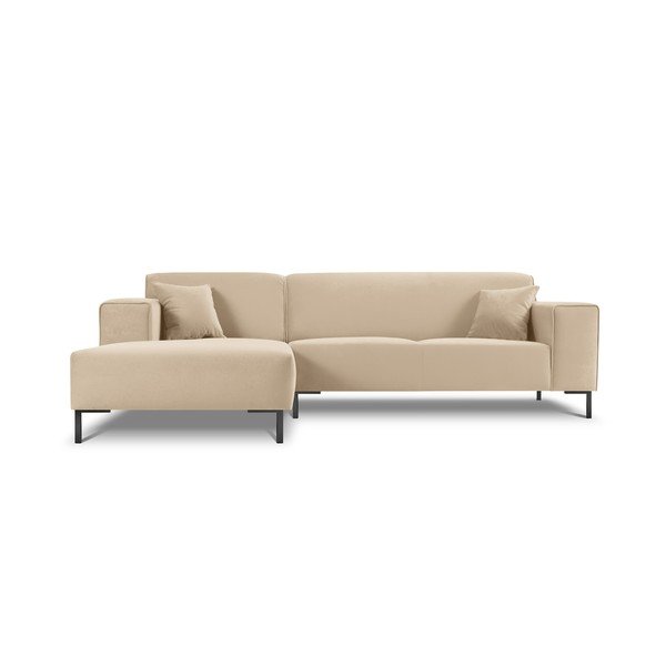 Бежов ъглов диван от кадифе Siena, ляв ъгъл - Cosmopolitan Design-image-3