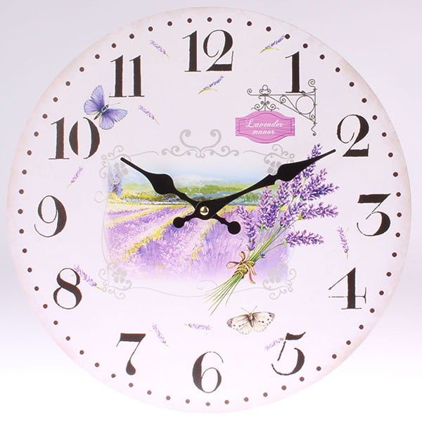 Dřevěné hodiny Lavender Manor, 34 cm