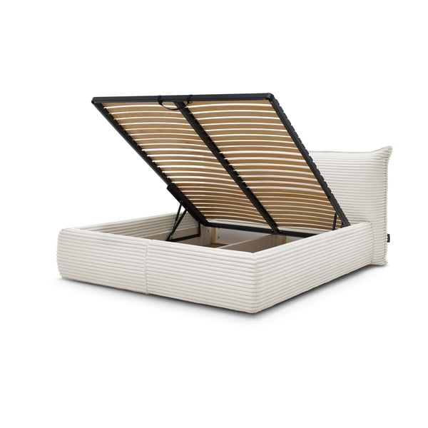 Бежово двойно легло 180x200 cm тапицирано с място за съхранение с включена подматрачна рамка Jade – Bobochic Paris-image-3