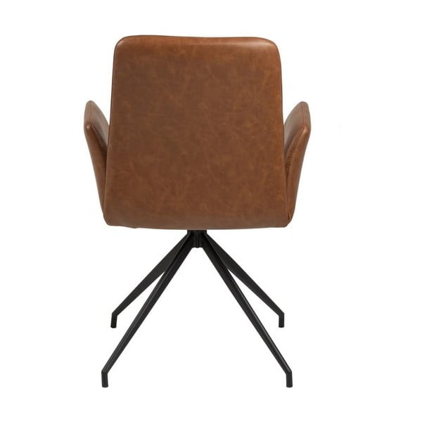 Тапициран трапезен стол с подлакътници в цвят кафяв коняк Naya – Actona-image-3