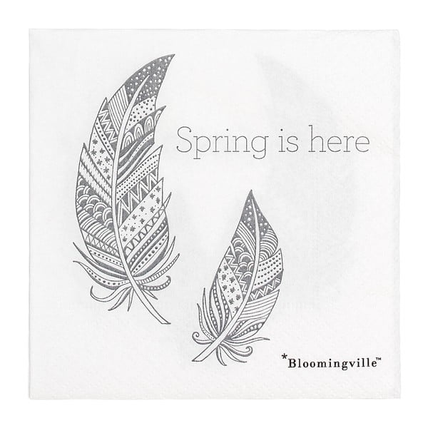 Комплект от 20 хартиени салфетки Пролет, 25 x 25 cm - Bloomingville