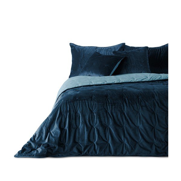 Синя кадифена покривка за единично легло Daisy, 210 x 170 cm - DecoKing-image-4