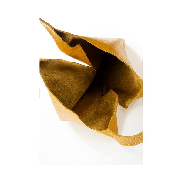 Жълта кожена чанта Silvia - Giulia Massari-image-3