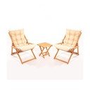 Градински комплект от масивен бук за 2 души в кремаво-естествен цвят – Floriane Garden