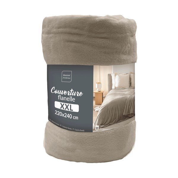Кафяво-сиво одеяло от микрофланела 220x240 cm Flanou – douceur d'intérieur-image-3