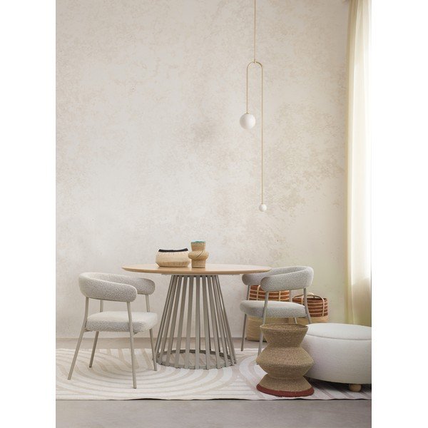 Кремава табуретка от прежда с примки от букле Irisha – Bizzotto-image-1