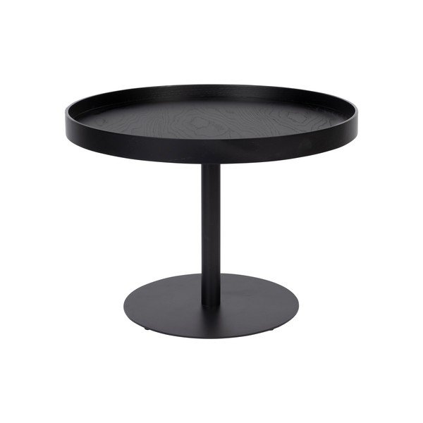 Черна кръгла масичка за кафе с дъбов плот ø 56 cm Yuri M – White Label