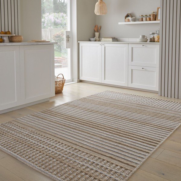 Бежов килим от шенил подходящ за пране 200x320 cm Elton – Flair Rugs-image-1