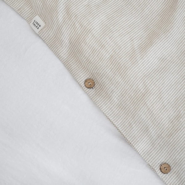 Бяло-бежово спално бельо за двойно легло 200x200 cm - Linen Tales-image-3