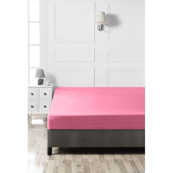 Розов еластичен памучен чаршаф 140x200 cm – Mijolnir-image-1