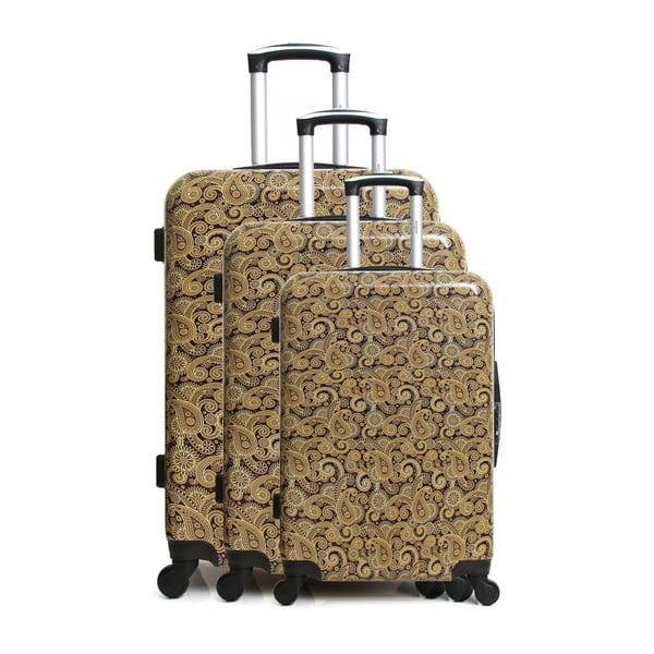 Sada 3 hnědých cestovních kufrů na kolečkách INFINITIF