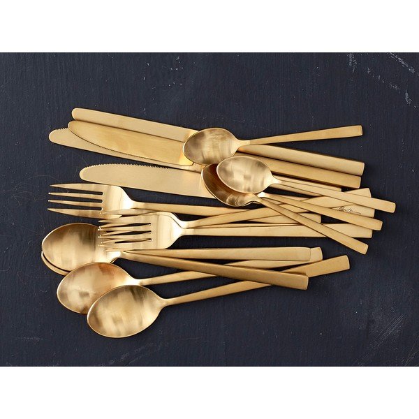 Стоманен прибори за хранене 16 бр. в месингов цвят Brass – Bitz-image-3
