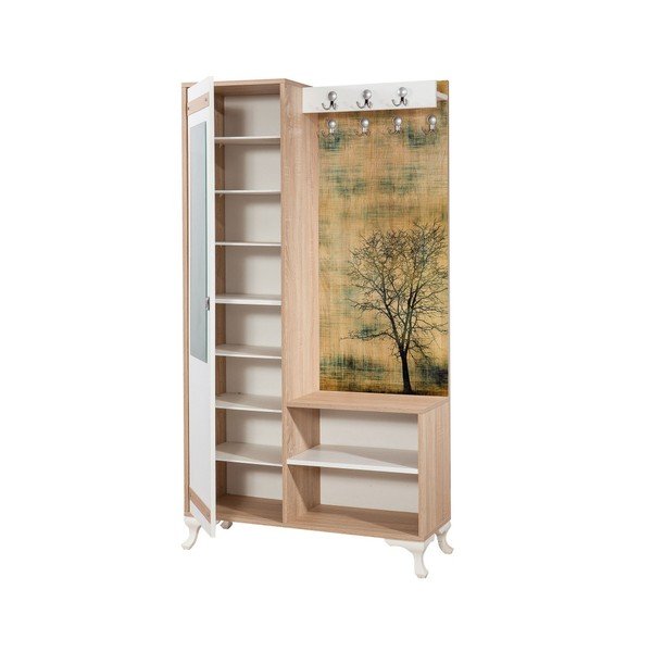 Кафяво-бяла стена в коридора с огледало Inci Tree, височина 196 cm - Vella-image-1