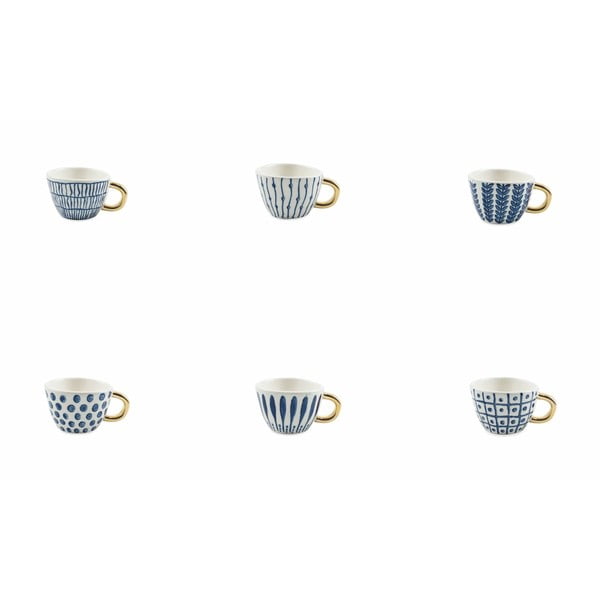 Комплект от 6 сини и бели чаши за кафе Villa d'Este Masai, 45 ml - Villa d'Este