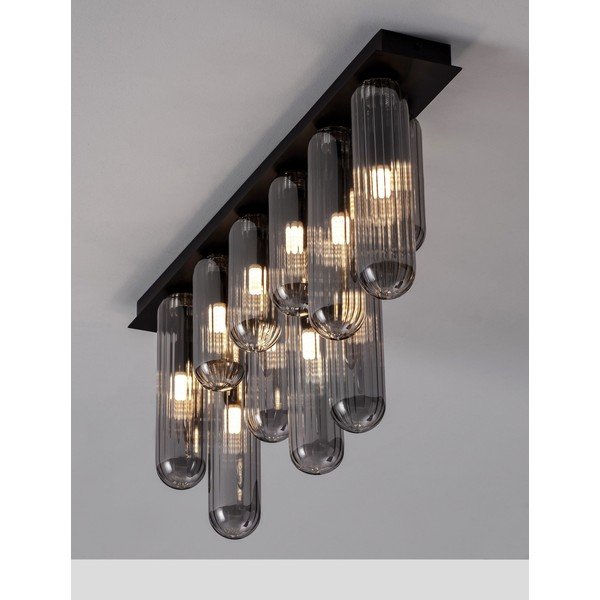 Сиво стъклено осветително тяло за таван със стъклен абажур 10x72 cm Gustave – Nova Luce-image-1