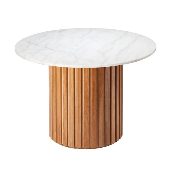Bílý mramorový jídelní stůl s podnožím z dubového dřeva RGE Moon, ⌀ 105 cm