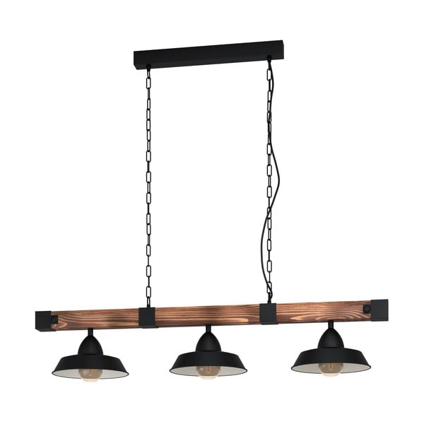 Висящо осветително тяло в черен и естествен цвят с метален абажур OLDBURY – EGLO