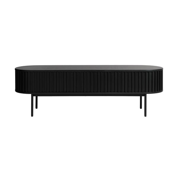Черна телевизионна маса от дъб 48x160 cm Siena - Unique Furniture