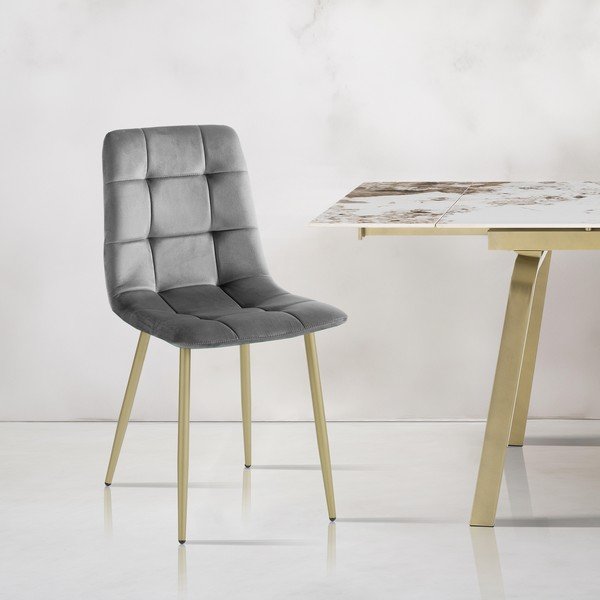 Сиви кадифени трапезни столове в комплект от 2 бр. Faffy – Tomasucci-image-1