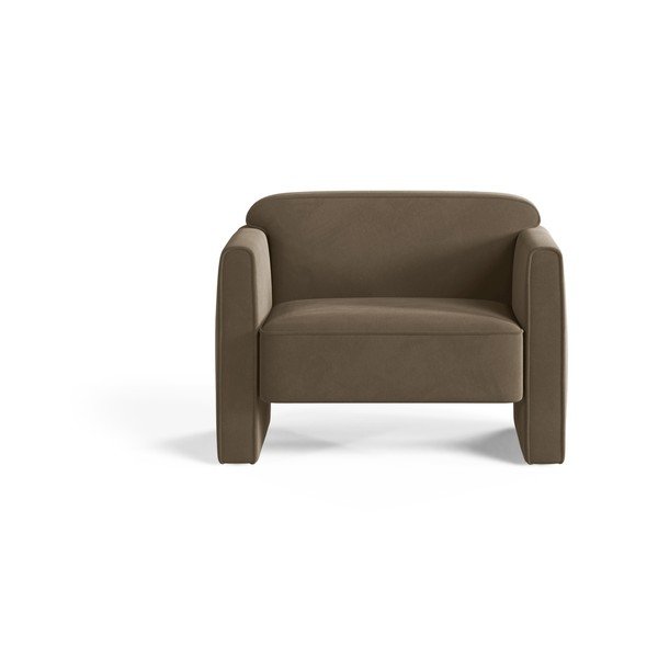 Кафяво-сиво кадифено кресло Abby – Micadoni -image-1