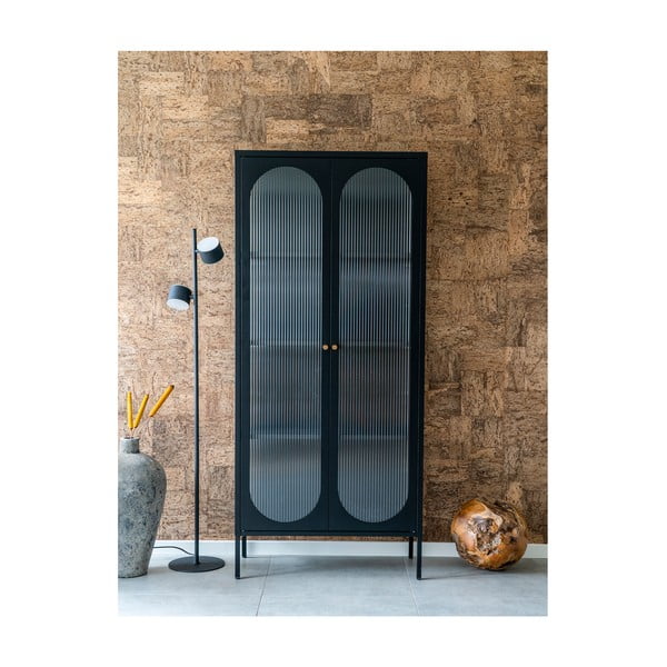 Черен метален шкаф 80x180 cm Adelaide - House Nordic-image-3