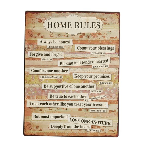Cedule Home rules, 35x27 cm