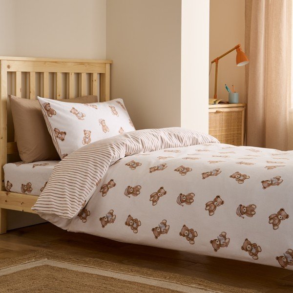 Кремаво единично  фланелено детско спално бельо 120x150 cm Brushed Teddy Bear – Catherine Lansfield-image-4
