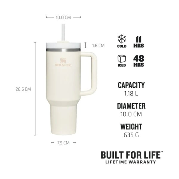 Кремав термос със сламка от неръждаема стомана 1,18 l Quencher H2.0 FlowState Tumbler Cream – Stanley-image-4