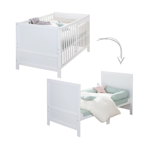 Бяло детско креватче 70x140 cm с регулируема височина Easy Sleep – Roba-image-3