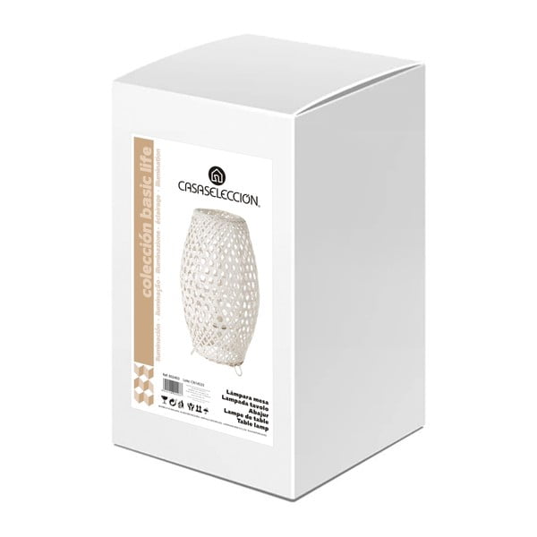 Бяла бамбукова настолна лампа с бамбуков абажур (височина 36 см) - Casa Selección-image-4