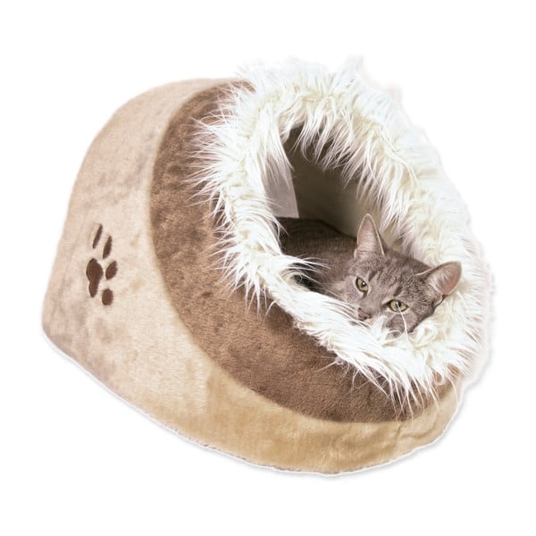 Бежово плюшено легло палатка за котка 35x26 cm Trixie Minou – Plaček Pet Products-image-1