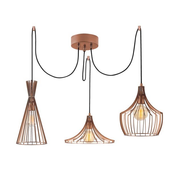 Висящо осветително тяло в меден цвят с метален абажур Mezopotamya – Opviq lights-image-4