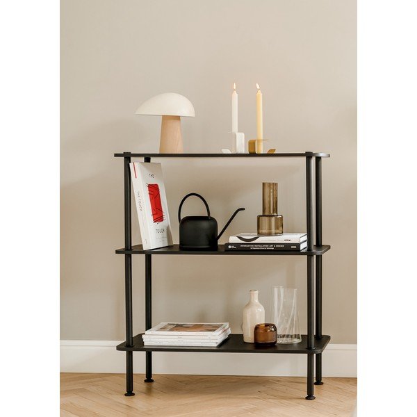 Черен стелаж от декор от дъб  80x90,5x35 cm Teidi – noo.ma-image-4