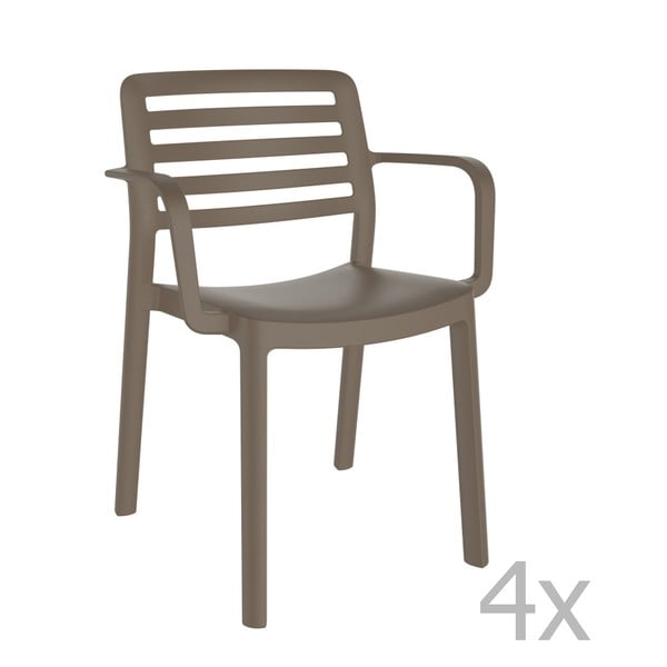 Комплект от 4 градински стола в шоколадово кафяво - Resol