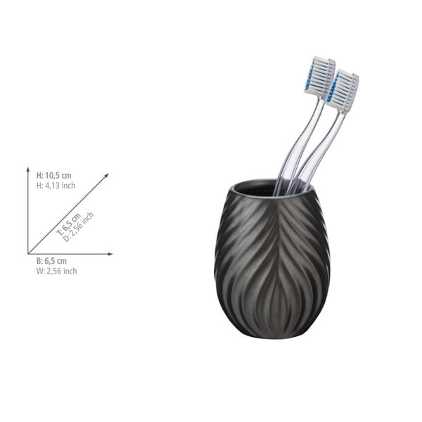 Антрацитна керамична чаша за четки за зъби Idro – Wenko-image-3