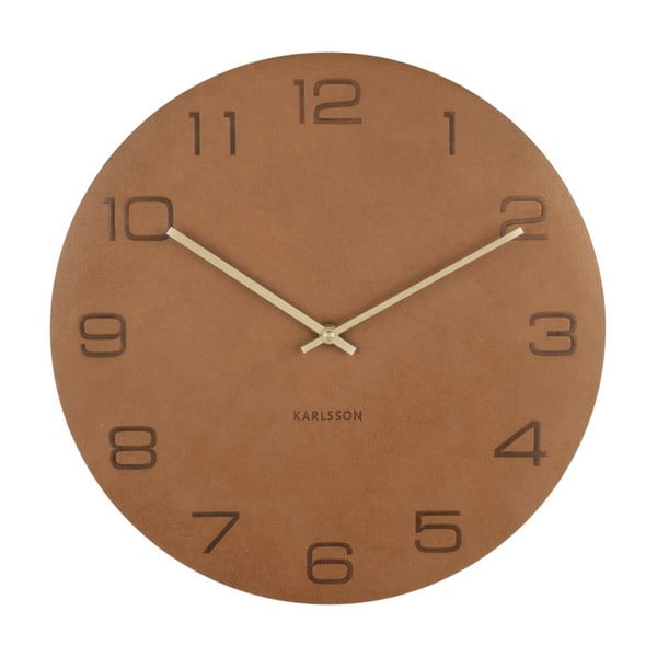 Кафяв стенен часовник в цвят коняк Vigorous, ⌀ 40 cm - Karlsson