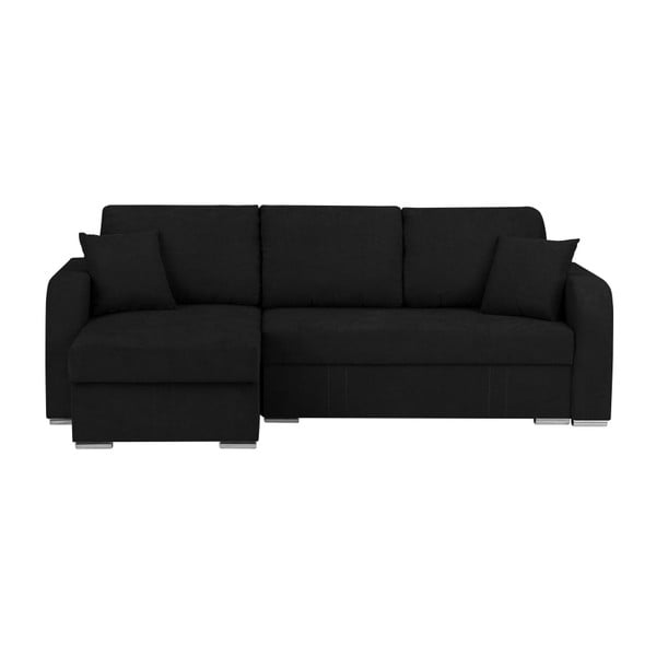 Черен ъглов диван с променлива форма за съхранение Louise - Melart