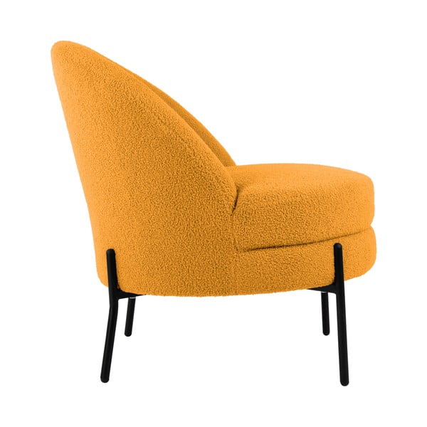 Кресло от плат букле в цвят жълта охра Noble – Leitmotiv-image-3