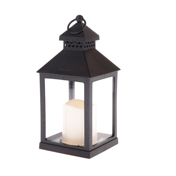 Черен LED фенер на батерии (височина 20 cm) – Dakls