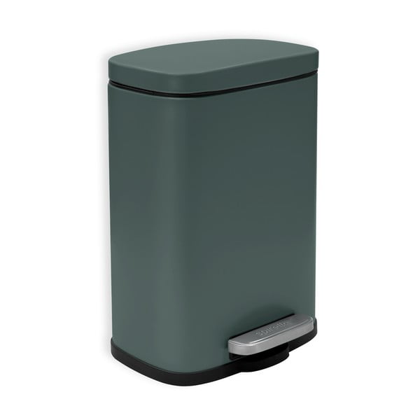 Тъмнозелено стоманено кошче за боклук с педал 5 l   Akira – Spirella