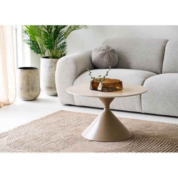 Бежова кръгла масичка за кафе с керамичен плот ø 70 cm Annecy – House Nordic-image-1